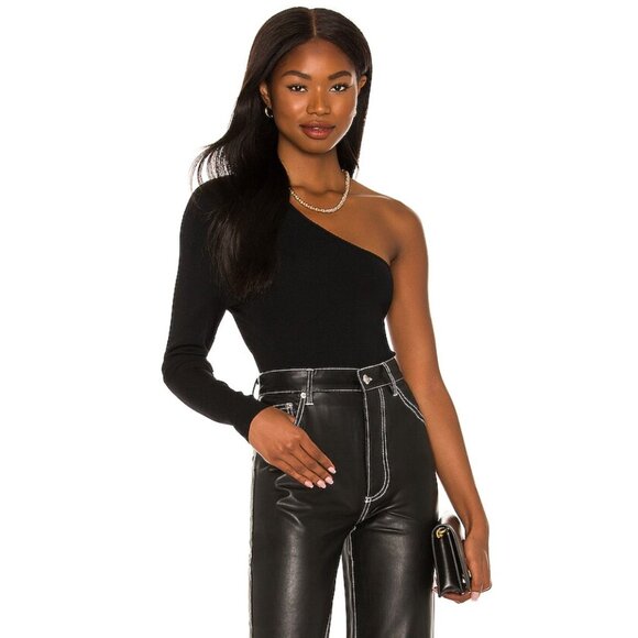 REVOLVE MINKPINK BODYCON STRETCH ONE SHOULDER BLACK TOP - SMALL - Picture 2 of 6